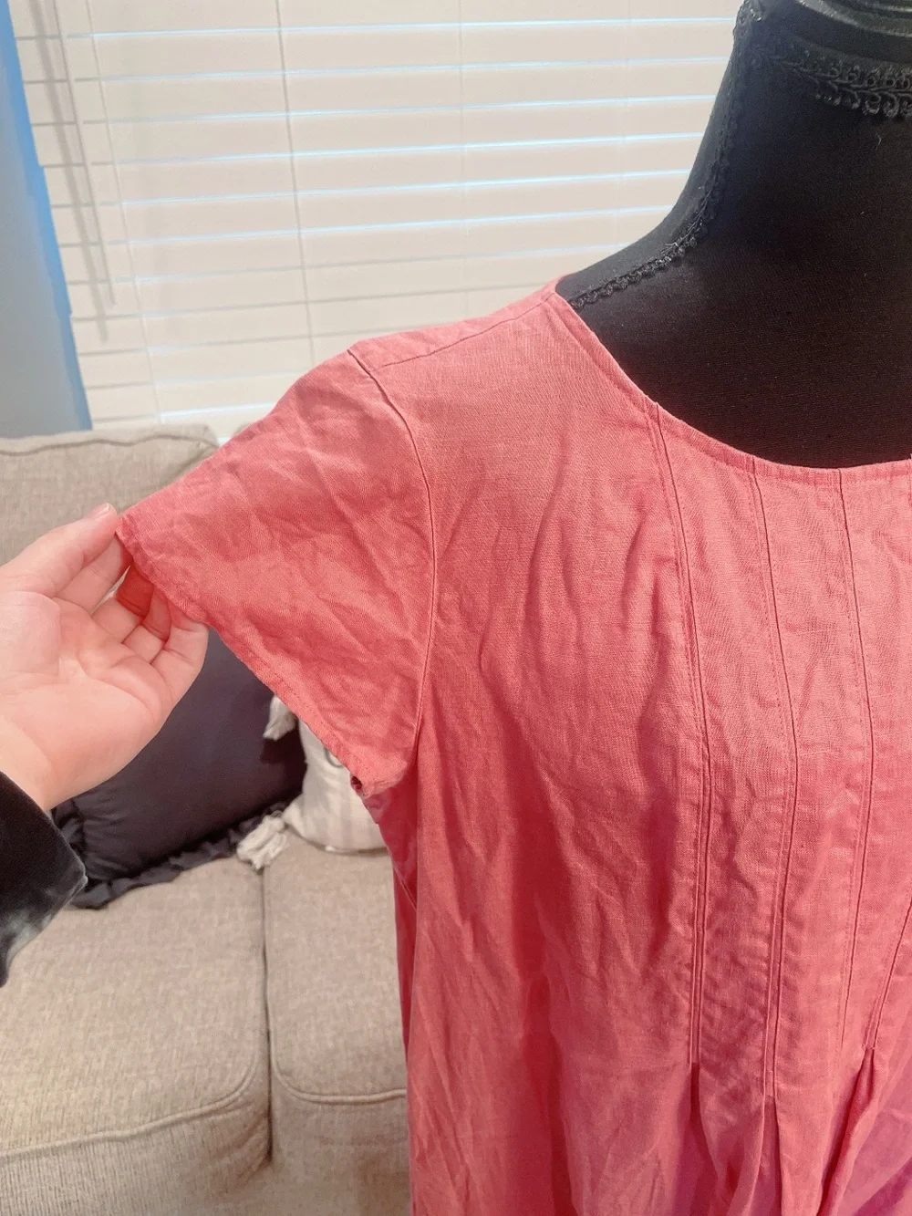 J Jill Pink Linen Midi Dress Size Large